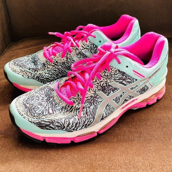 Excellent Asics GEL Kayano 22 Lite Show Glow Pink Light Blue Black Womens 9 US - Picture 8 of 14